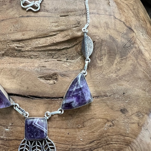 Banded amethyst Navajo style necklace - Picture 3 of 8